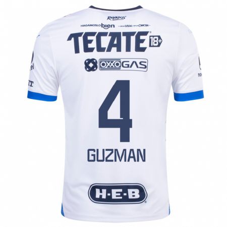 Kandiny Niño Camiseta Víctor Guzmán #4 Blanco 2ª Equipación 2023/24 La Camisa Chile