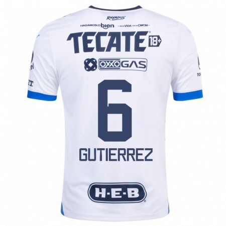 Kandiny Niño Camiseta Édson Gutiérrez #6 Blanco 2ª Equipación 2023/24 La Camisa Chile