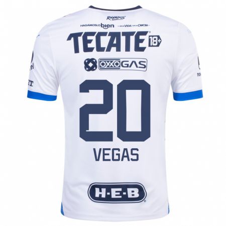 Kandiny Niño Camiseta Sebastián Vegas #20 Blanco 2ª Equipación 2023/24 La Camisa Chile
