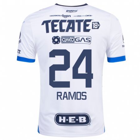 Kandiny Niño Camiseta César Ramos #24 Blanco 2ª Equipación 2023/24 La Camisa Chile