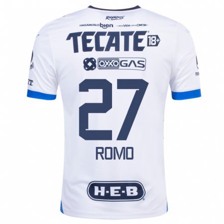 Kandiny Niño Camiseta Luis Romo #27 Blanco 2ª Equipación 2023/24 La Camisa Chile