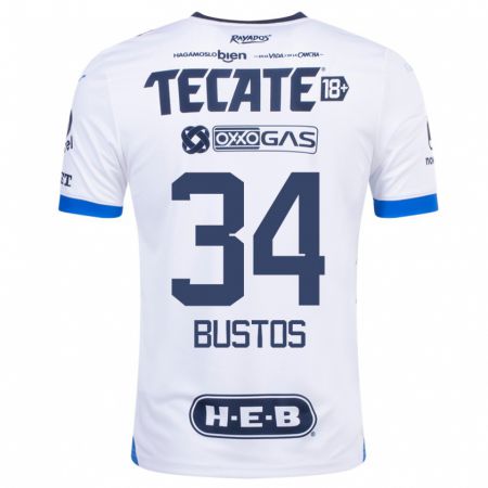 Kandiny Niño Camiseta César Bustos #34 Blanco 2ª Equipación 2023/24 La Camisa Chile