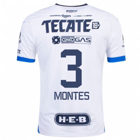Kandiny Niño Camiseta Cesar Montes #3 Blanco 2ª Equipación 2023/24 La Camisa Chile