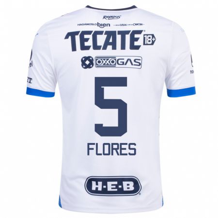 Kandiny Niño Camiseta Monica Flores #5 Blanco 2ª Equipación 2023/24 La Camisa Chile