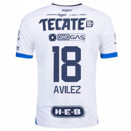 Kandiny Niño Camiseta Aylin Avilez #18 Blanco 2ª Equipación 2023/24 La Camisa Chile