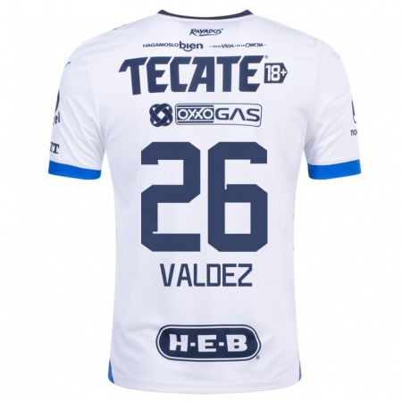 Kandiny Niño Camiseta Valeria Valdez #26 Blanco 2ª Equipación 2023/24 La Camisa Chile
