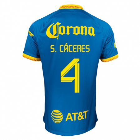Kandiny Niño Camiseta Sebastián Cáceres #4 Azul 2ª Equipación 2023/24 La Camisa Chile