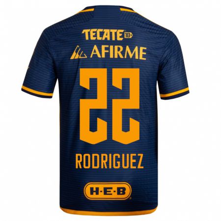 Kandiny Niño Camiseta Anika Rodriguez #22 Azul Oscuro 2ª Equipación 2023/24 La Camisa Chile