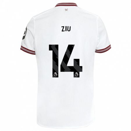 Kandiny Hombre Camiseta Jessica Ziu #14 Blanco 2ª Equipación 2023/24 La Camisa Chile