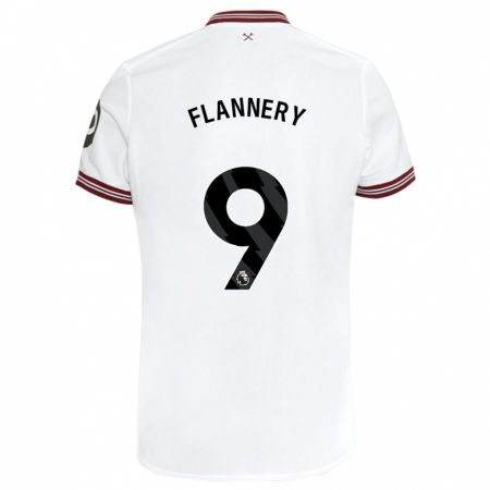 Kandiny Hombre Camiseta Keira Flannery #9 Blanco 2ª Equipación 2023/24 La Camisa Chile
