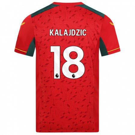 Kandiny Hombre Camiseta Sasa Kalajdzic #18 Rojo 2ª Equipación 2023/24 La Camisa Chile