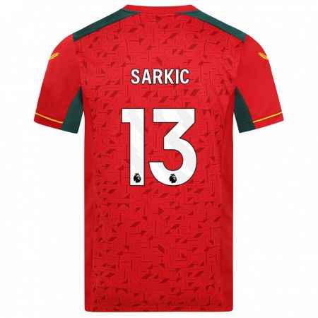 Kandiny Hombre Camiseta Matija Sarkic #13 Rojo 2ª Equipación 2023/24 La Camisa Chile