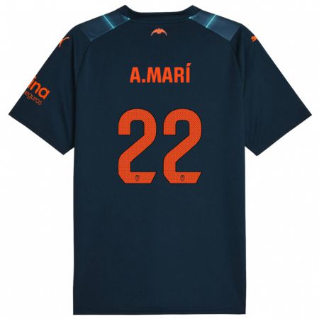 Kandiny Hombre Camiseta Alberto Marí #22 Azul Marino 2ª Equipación 2023/24 La Camisa Chile