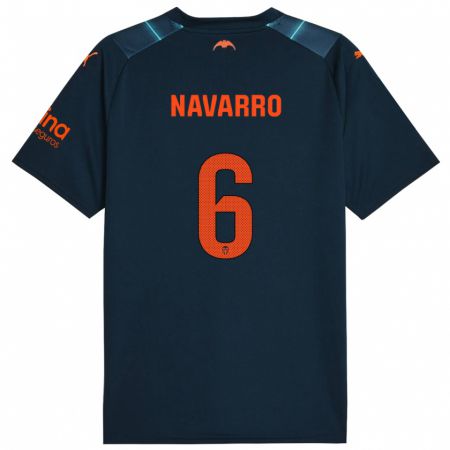 Kandiny Hombre Camiseta Javi Navarro #6 Azul Marino 2ª Equipación 2023/24 La Camisa Chile