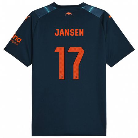 Kandiny Hombre Camiseta Ellen Jansen #17 Azul Marino 2ª Equipación 2023/24 La Camisa Chile