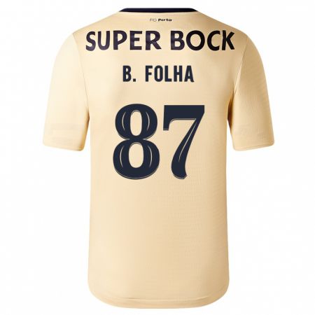 Kandiny Hombre Camiseta Bernardo Folha #87 Beige-Dorado 2ª Equipación 2023/24 La Camisa Chile