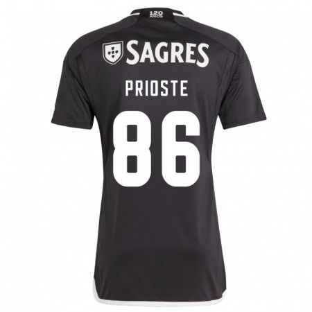 Kandiny Hombre Camiseta Diogo Prioste #86 Negro 2ª Equipación 2023/24 La Camisa Chile