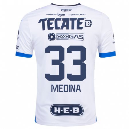 Kandiny Hombre Camiseta Stefan Medina #33 Blanco 2ª Equipación 2023/24 La Camisa Chile