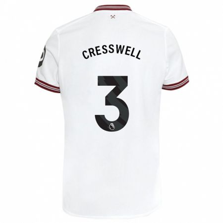 Kandiny Mujer Camiseta Aaron Cresswell #3 Blanco 2ª Equipación 2023/24 La Camisa Chile