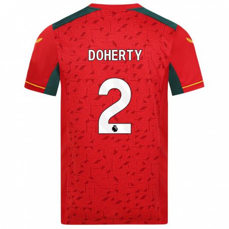 Kandiny Mujer Camiseta Matt Doherty #2 Rojo 2ª Equipación 2023/24 La Camisa Chile