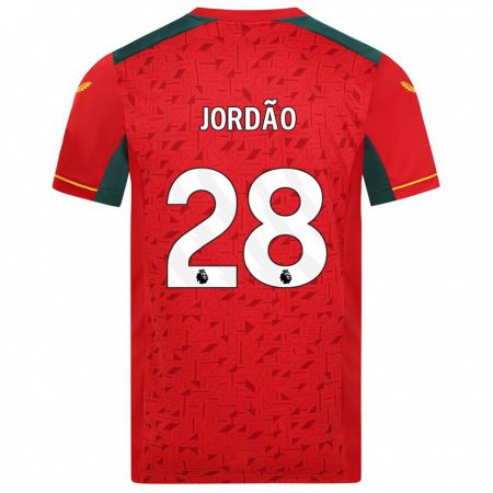 Kandiny Mujer Camiseta Bruno Jordão #28 Rojo 2ª Equipación 2023/24 La Camisa Chile