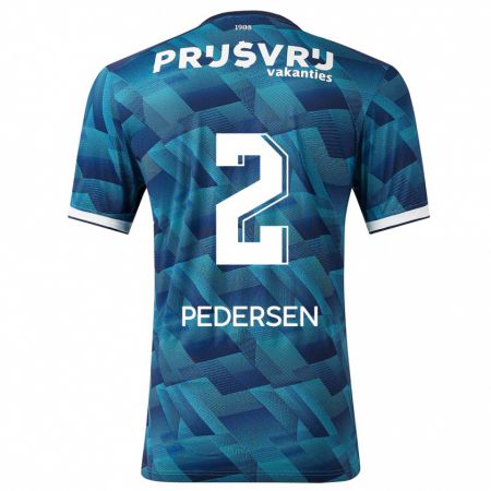 Kandiny Mujer Camiseta Marcus Pedersen #2 Azul 2ª Equipación 2023/24 La Camisa Chile
