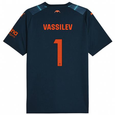 Kandiny Mujer Camiseta David Vassilev #1 Azul Marino 2ª Equipación 2023/24 La Camisa Chile