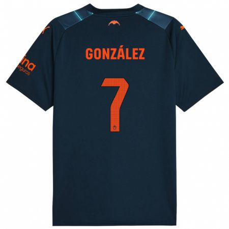 Kandiny Mujer Camiseta Hugo González #7 Azul Marino 2ª Equipación 2023/24 La Camisa Chile