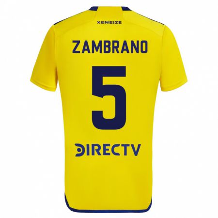 Kandiny Mujer Camiseta Carlos Zambrano #5 Amarillo 2ª Equipación 2023/24 La Camisa Chile