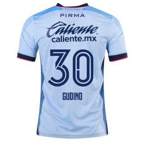 Kandiny Mujer Camiseta Andrés Gudiño #30 Cielo Azul 2ª Equipación 2023/24 La Camisa Chile