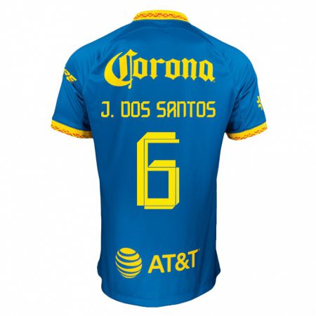 Kandiny Mujer Camiseta Jonathan Dos Santos #6 Azul 2ª Equipación 2023/24 La Camisa Chile