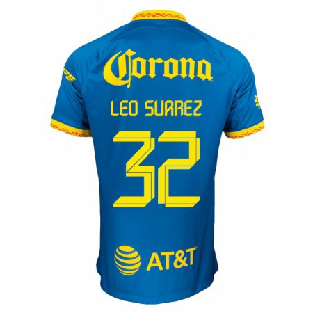Kandiny Mujer Camiseta Leo Suárez #32 Azul 2ª Equipación 2023/24 La Camisa Chile