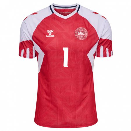 Kandiny Niño Camiseta Dinamarca Bertil Grönkjaer #1 Rojo 1ª Equipación 24-26 La Camisa Chile