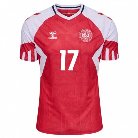Kandiny Niño Camiseta Dinamarca Rasmus Düring #17 Rojo 1ª Equipación 24-26 La Camisa Chile