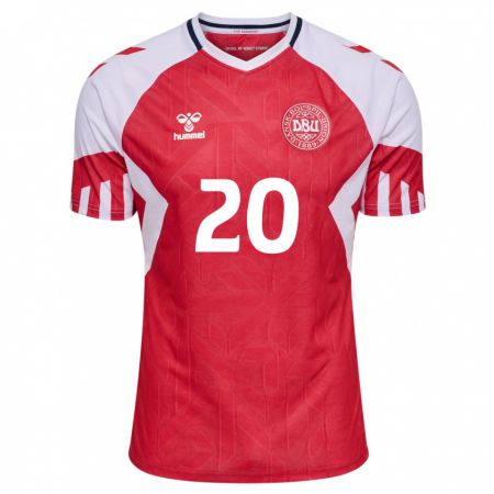 Kandiny Niño Camiseta Dinamarca Sanders Ngabo #20 Rojo 1ª Equipación 24-26 La Camisa Chile