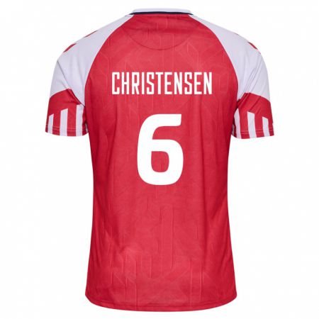 Kandiny Niño Camiseta Dinamarca Andreas Christensen #6 Rojo 1ª Equipación 24-26 La Camisa Chile
