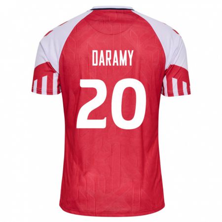 Kandiny Niño Camiseta Dinamarca Mohamed Daramy #20 Rojo 1ª Equipación 24-26 La Camisa Chile