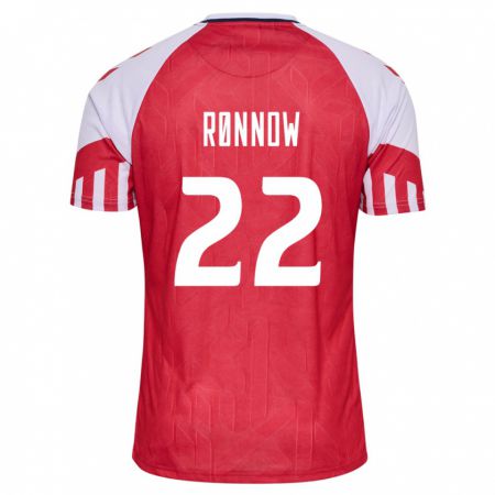 Kandiny Niño Camiseta Dinamarca Frederik Rønnow #22 Rojo 1ª Equipación 24-26 La Camisa Chile