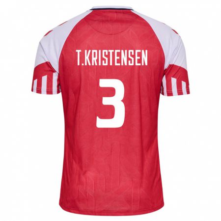 Kandiny Niño Camiseta Dinamarca Thomas Kristensen #3 Rojo 1ª Equipación 24-26 La Camisa Chile
