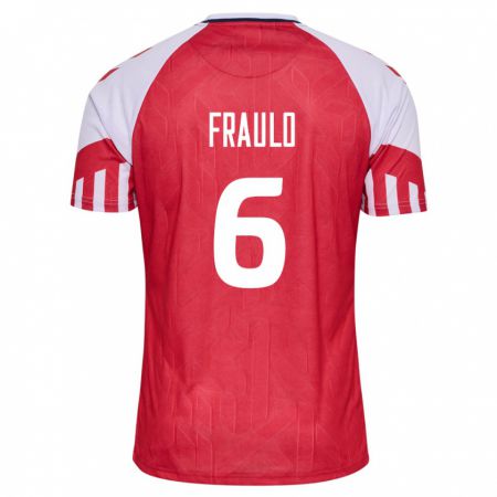 Kandiny Niño Camiseta Dinamarca Oscar Fraulo #6 Rojo 1ª Equipación 24-26 La Camisa Chile