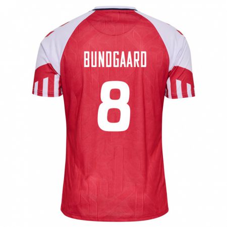 Kandiny Niño Camiseta Dinamarca Filip Bundgaard #8 Rojo 1ª Equipación 24-26 La Camisa Chile