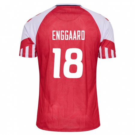 Kandiny Niño Camiseta Dinamarca Mads Enggaard #18 Rojo 1ª Equipación 24-26 La Camisa Chile