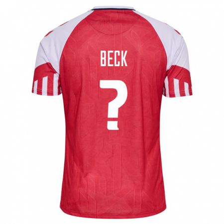 Kandiny Niño Camiseta Dinamarca Julius Beck #0 Rojo 1ª Equipación 24-26 La Camisa Chile