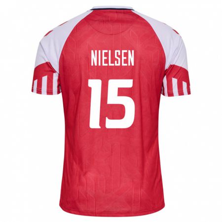 Kandiny Niño Camiseta Dinamarca Villads Nielsen #15 Rojo 1ª Equipación 24-26 La Camisa Chile