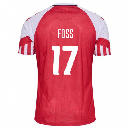 Kandiny Niño Camiseta Dinamarca Jonathan Foss #17 Rojo 1ª Equipación 24-26 La Camisa Chile