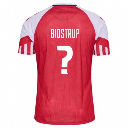 Kandiny Niño Camiseta Dinamarca Hjalte Bidstrup #0 Rojo 1ª Equipación 24-26 La Camisa Chile