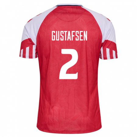Kandiny Niño Camiseta Dinamarca Victor Gustafsen #2 Rojo 1ª Equipación 24-26 La Camisa Chile