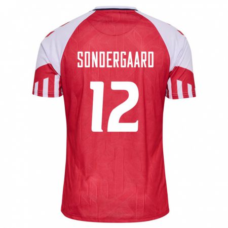 Kandiny Niño Camiseta Dinamarca Philip Söndergaard #12 Rojo 1ª Equipación 24-26 La Camisa Chile