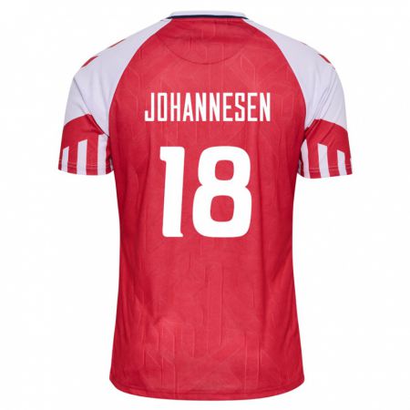 Kandiny Niño Camiseta Dinamarca Sofus Johannesen #18 Rojo 1ª Equipación 24-26 La Camisa Chile