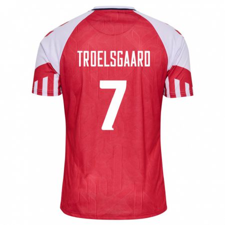 Kandiny Niño Camiseta Dinamarca Sanne Troelsgaard #7 Rojo 1ª Equipación 24-26 La Camisa Chile